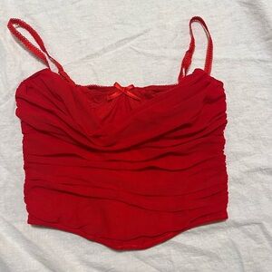 Red Women's Ruched Camisole Top